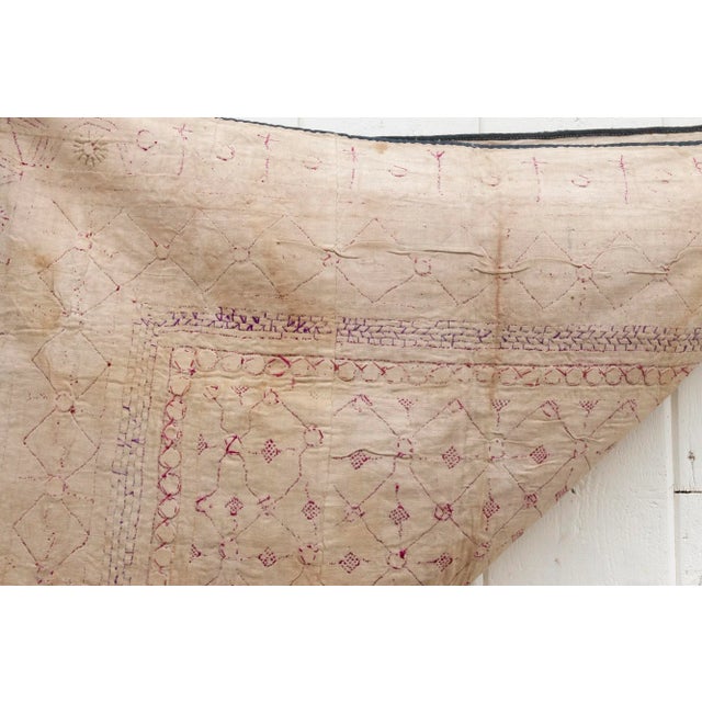 Magenta Antique Kutch Silk Embroidered Wall Art For Sale - Image 8 of 9