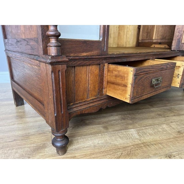 Antique French Carved Oak Mirrored 2-Drawer Armoire For Sale - Image 17 of 18