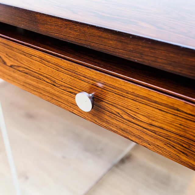 Brick Red 1960s Danish Modern Rosewood & Lucite Executive Desk Attributed to Poul Norreklit for Sigurd Hansen For Sale - Image 8 of 18