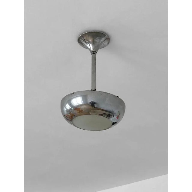 One (of 2 identical pieces forming a possible pair) small circular chandelier or suspension, art-deco, modernist, cubist,...