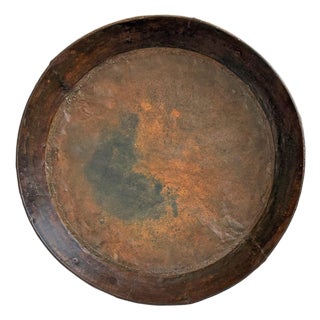Vintage Industrial Large Iron Round Tray For Sale