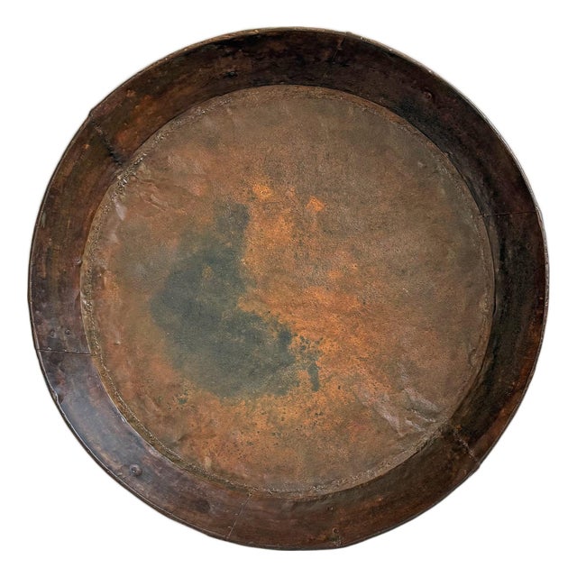 Vintage Industrial Large Iron Round Tray For Sale
