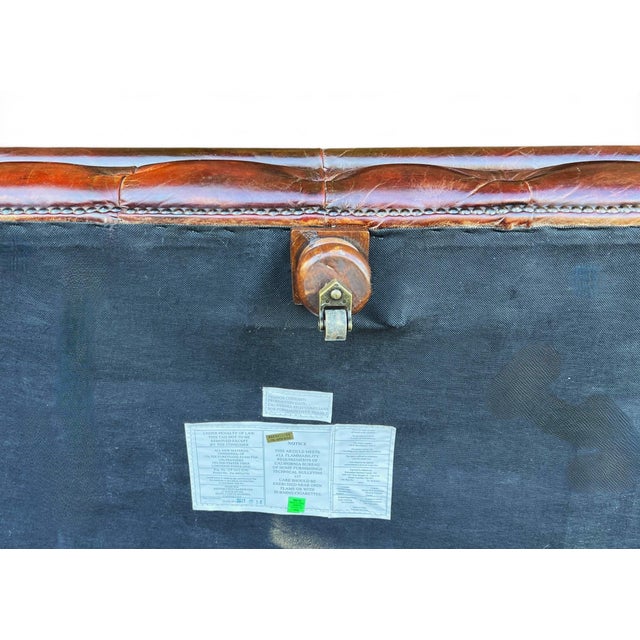 Restoration Hardware Chesterfield Cognac Leather Sofa With Brass Nailhead & Casters For Sale - Image 10 of 18