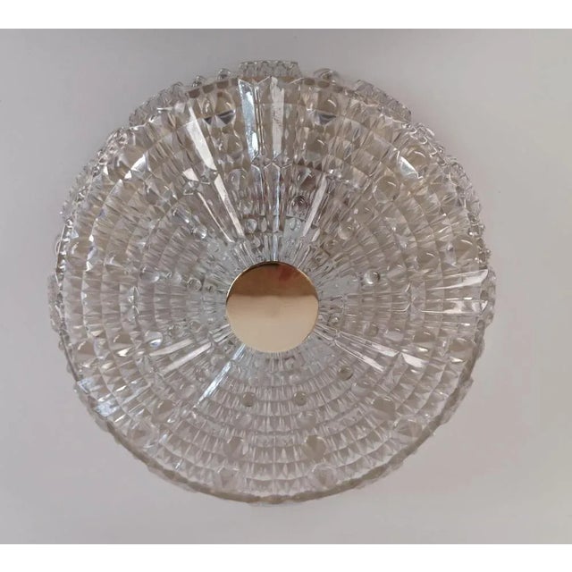 Flushmount Lamp in Glass and Brass by Carl Fagerlund for Lyfa, 1960s For Sale - Image 3 of 7