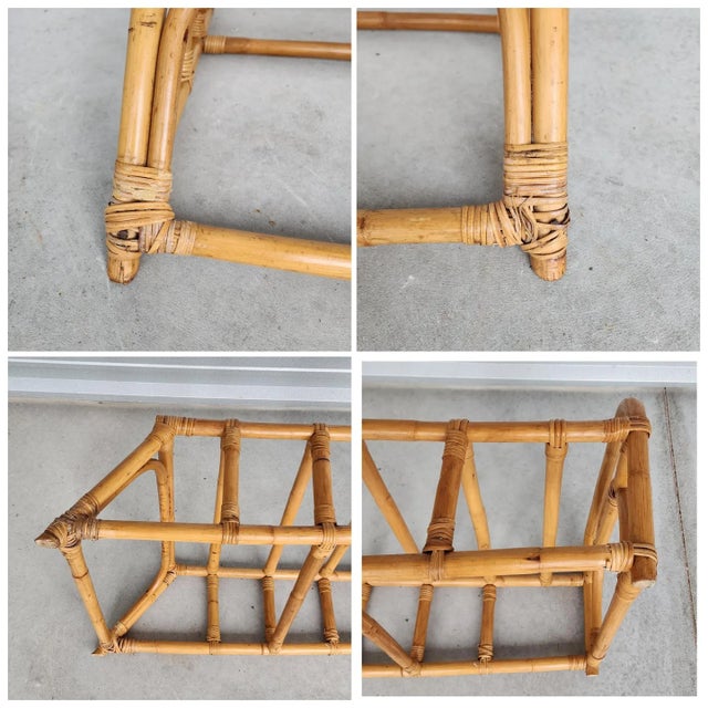 Vintage Paul Frankl Rattan Chaise Lounge Chair With Pretzel Arms- 2 Pieces For Sale - Image 6 of 13