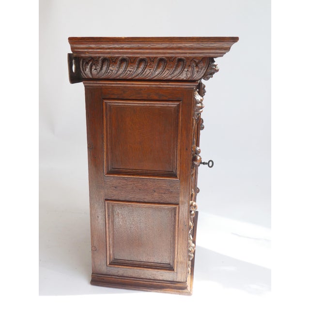 Wood Antique Gothic Hand-Carved Wood Medicine Cabinet For Sale - Image 7 of 11