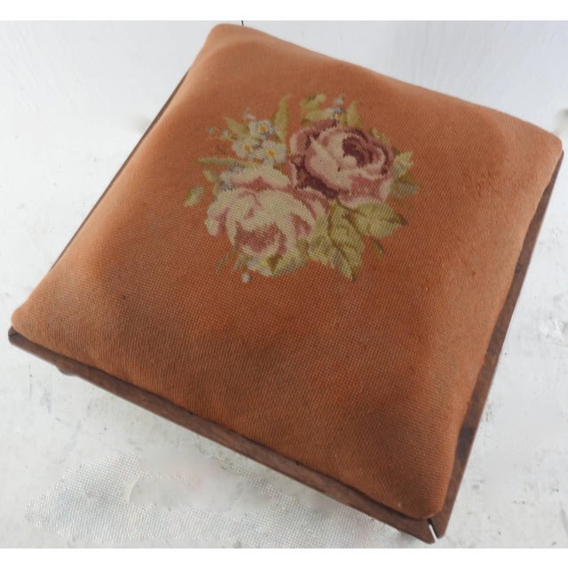 Sienna Late 19th Century French Needlepoint Foot Stool For Sale - Image 8 of 9