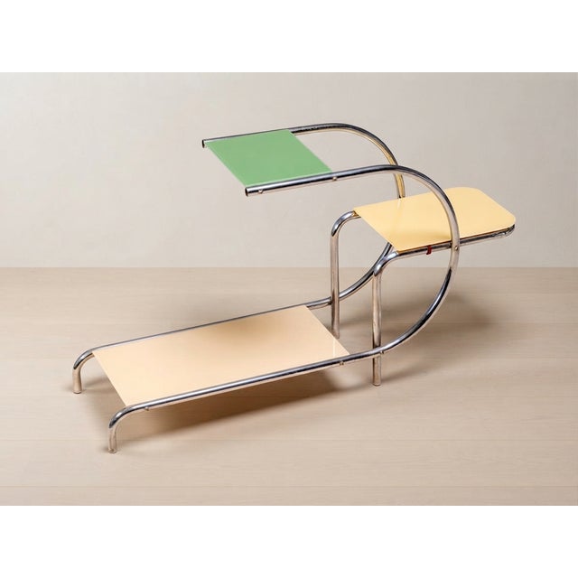 Mid-Century Bauhaus Plant Stand in Chrome-Plated Steel and Glass by Emile Guyot, Former Czechoslovakia, 1950s For Sale - Image 4 of 7