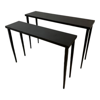 Blackened-Steel Nesting Console Tables - Set of 2 For Sale