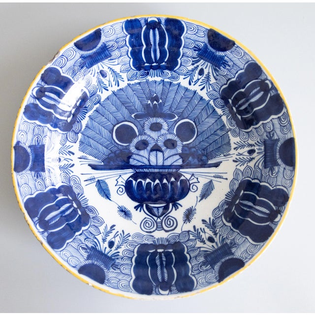 Blue Antique 18th Century Delft Faience Peacock Charger For Sale - Image 8 of 8