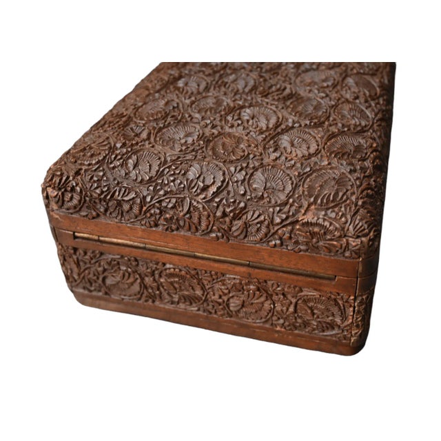 Indian Carved Wooden Storage Box For Sale - Image 4 of 6