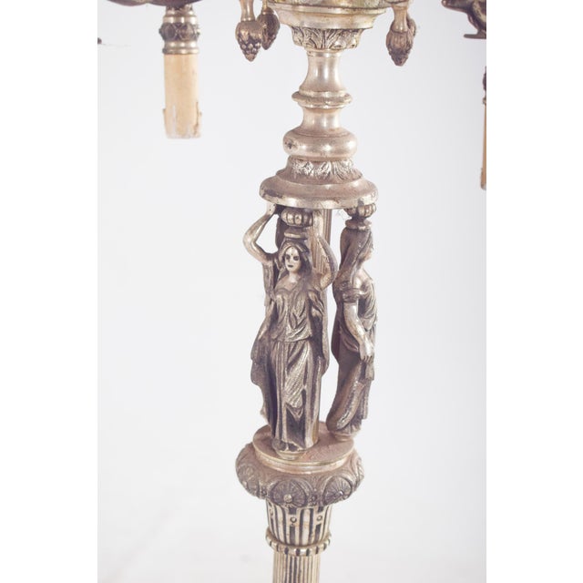 1920s French Silvered Metal Floor Lamp with Four Lights, 1920 For Sale - Image 5 of 11