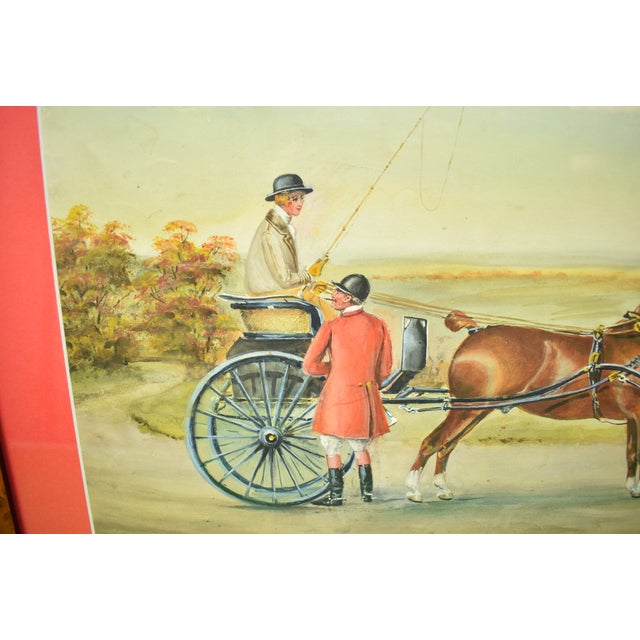 Lady Driving a 2-Horse Carriage C1929 Gouache by H. W. Standing (1894 - 1931) For Sale In New York - Image 6 of 7
