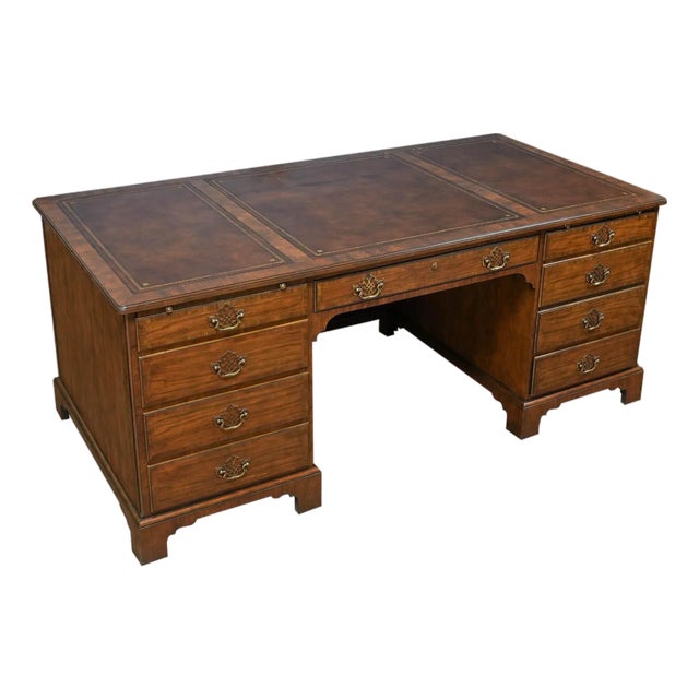 Vintage Baker Walnut Executive Desk For Sale