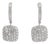 Ladies 14k White Gold 1.11ctw Round Diamond Square Pave Cluster Dangle Earrings, A Pair For Sale