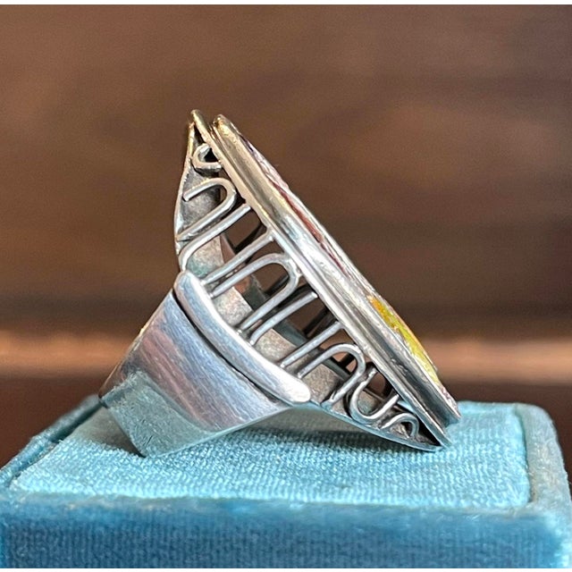 1910s Enamel Still Life Silver Ring Size 7.5 For Sale - Image 4 of 11