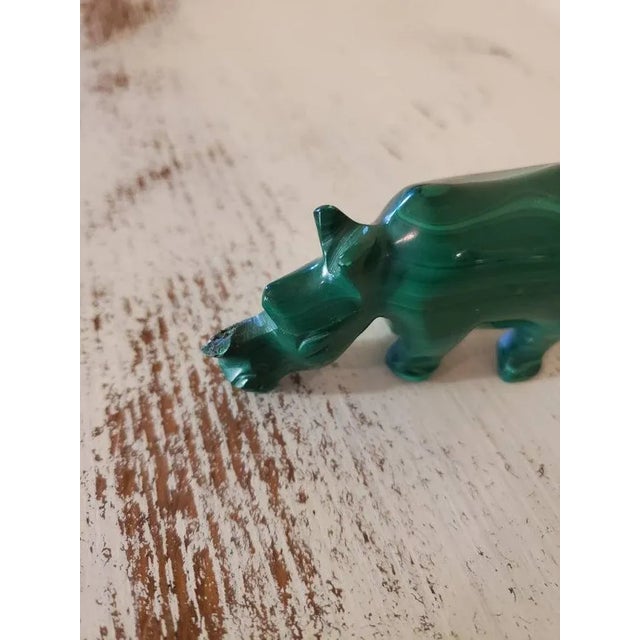 Gemstone Malachite Carved & Polished Rhinoceros Shaped Stone For Sale - Image 7 of 11