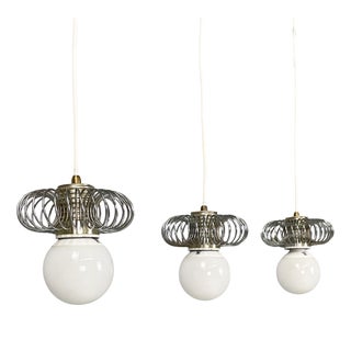 Italian Modern Pendants in Metal with Spiral Structure, 1980s, Set of 3 For Sale