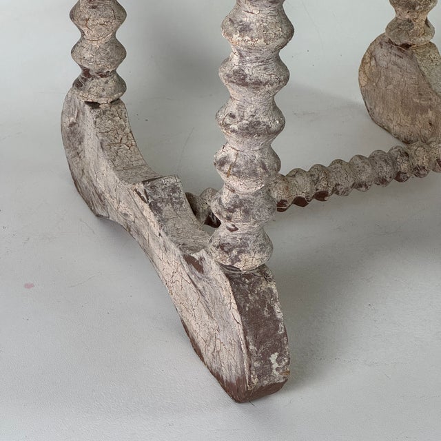 Stunning Antique Square Top Table With an Apron Drop and Spiral-Turned Legs With Yoke Shaped Base For Sale In New York - Image 6 of 13