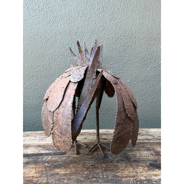 This exceptional vintage torch-cut iron sculpture is a compelling example of Mid-Century Brutalist artistry. Handcrafted...