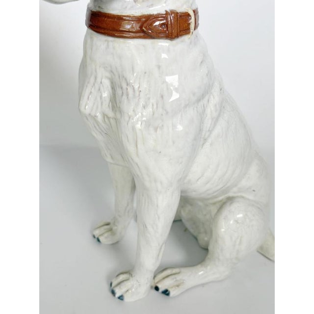 White Glazed Ceramic Dog Sculpture, France, 1970s For Sale - Image 6 of 16