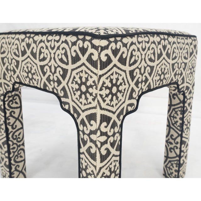 1990s Pair of Square Upholstered Black & White Benches in Style of Billy Baldwin For Sale - Image 5 of 10