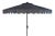 Single Scallop 9 Ft Crank Outdoor Push Button Tilt Umbrella in Taupe & White For Sale