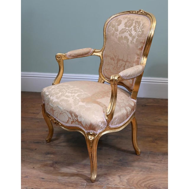 Textile Louis XV French Gilt Armchairs, Set of 2 For Sale - Image 7 of 9