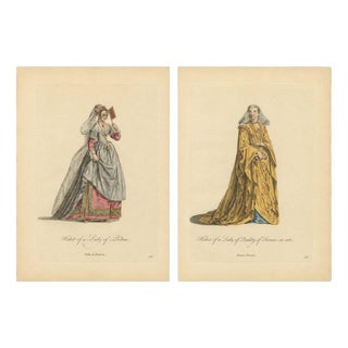 European School, Costume of Padua and Siena, 1749, Engraving, Set of 2 For Sale