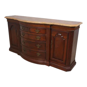 Century Faux Marble Top Cherry Sideboard Credenza