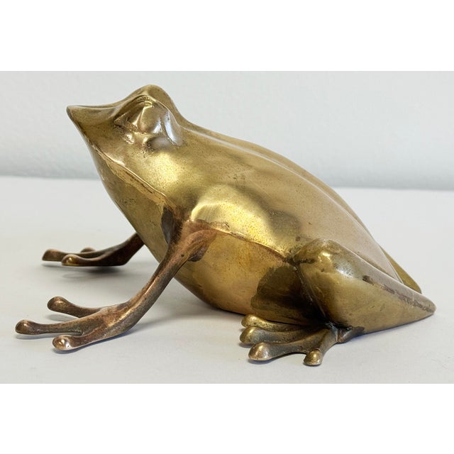 Vintage Large Brass Frog Figure For Sale - Image 10 of 11