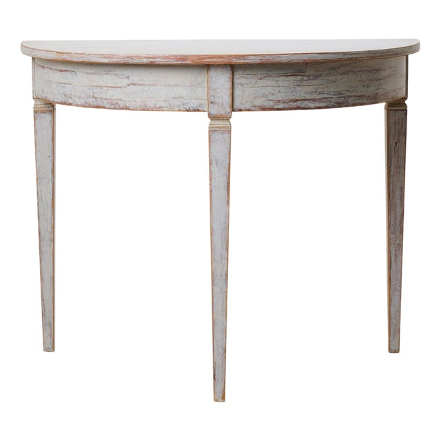 Antique Northern Swedish Gustavian Style Demi Lune Table For Sale