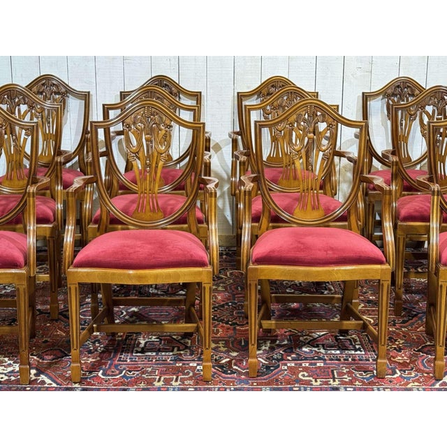 1970s English Regency Beechwood Armchairs, 1970s, Set of 12 For Sale - Image 5 of 18