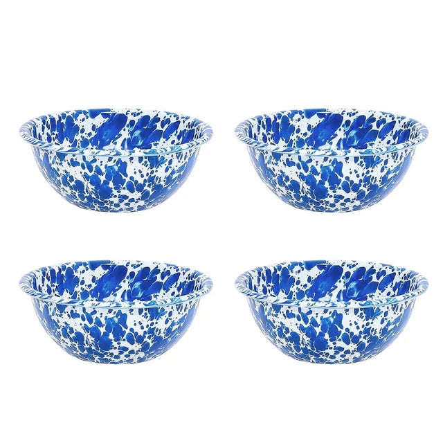 Paint Crow Canyon Home Splatterware, 20 oz. Cereal Bowls in Blue & White - Set of 4 For Sale - Image 7 of 7