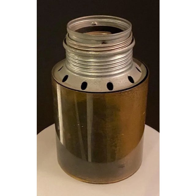 Metal 1950s Stilnovo Cased Glass and Brass Table Lamp For Sale - Image 7 of 13