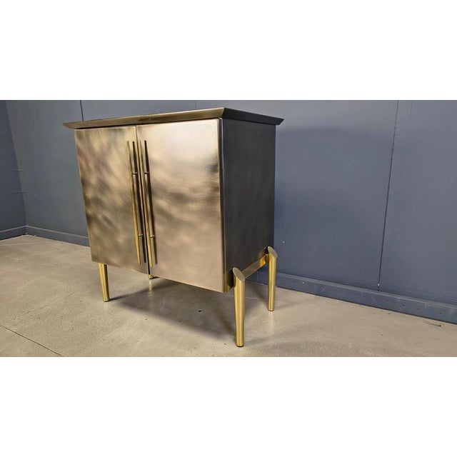 Copper Postmodern Bar Cabinet attributed to Belgochrom, 1980s For Sale - Image 8 of 17