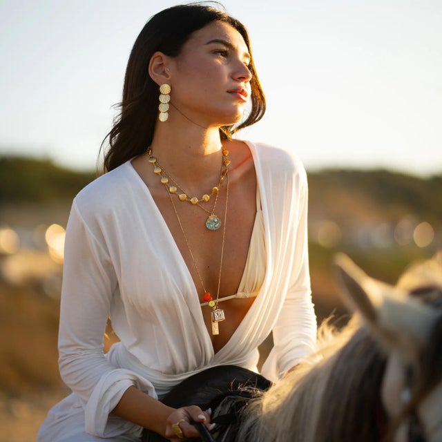 Sun Kissed Seashell Energy Earrings, A Pair For Sale - Image 4 of 7