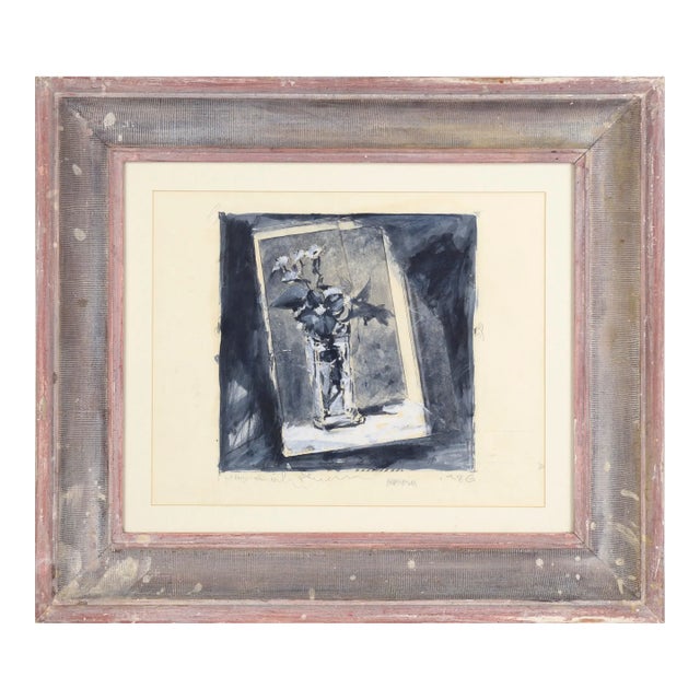 "Broken Promises" - Abstracted Floral Still Life in Acrylic and Pencil on Paper For Sale