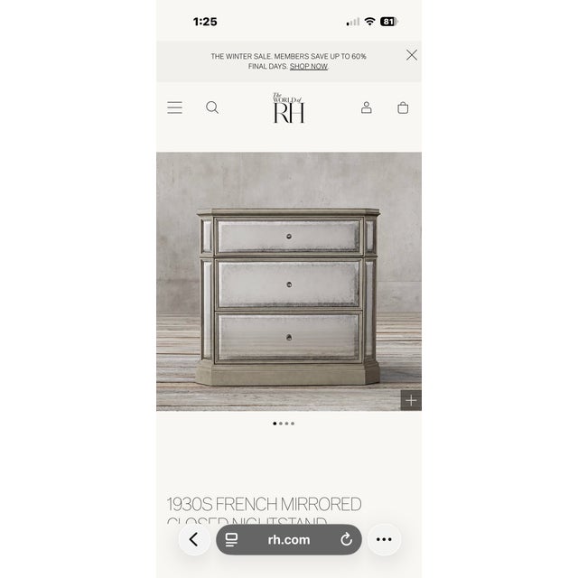 French Provincial French Mirrored Restoration Hardware NightStand For Sale - Image 3 of 3