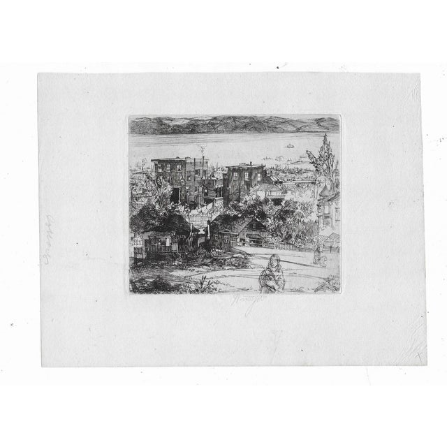 John Winkler (1890-1979). "Cottages on Telegraph Hill" 1920 San Francisco etching on paper. Pencil signed. Winkler studied...