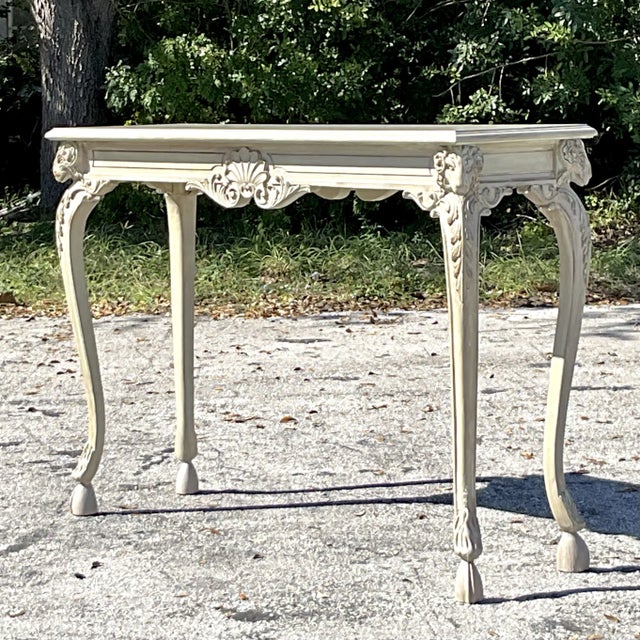 Wood Vintage Regency Carved Rams Head Console Table For Sale - Image 7 of 7