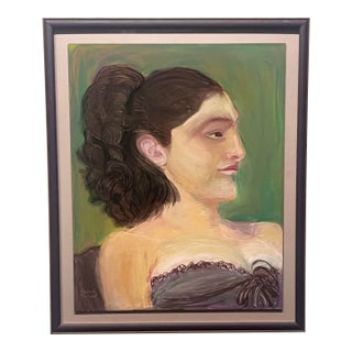 Mid Century Female Pastel Portrait For Sale
