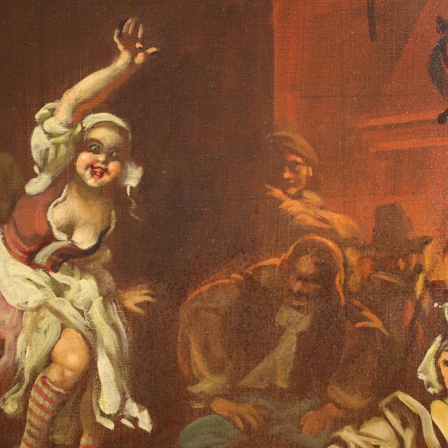 1930s Mattia Traverso, Interior Scene, 1930, Oil on Canvas For Sale - Image 5 of 16