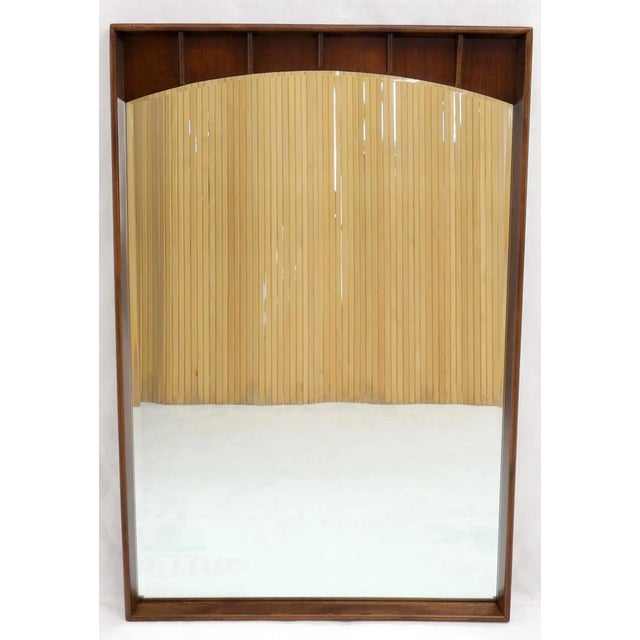 Mid-Century Modern Large Rectangle Mid-Century Modern Walnut Wall Mirror For Sale - Image 3 of 11