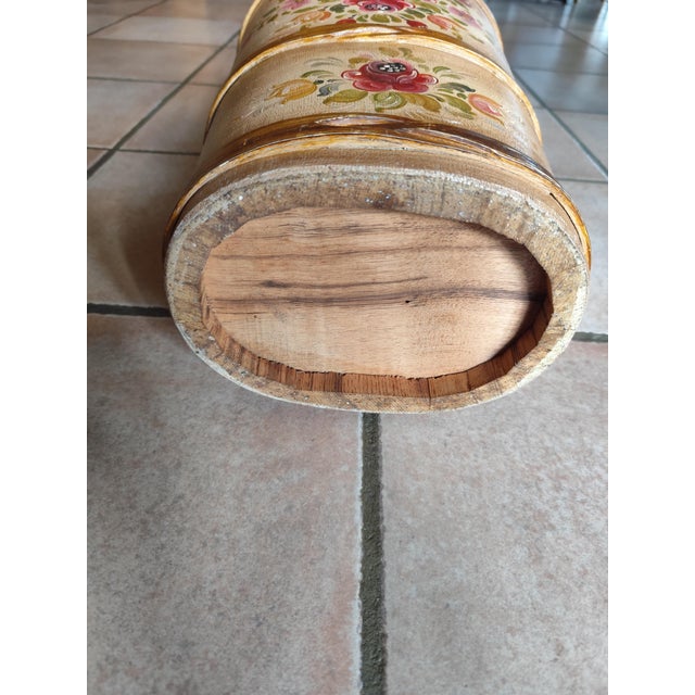 Vintage Wooden Umbrella Stand with Folk Art Painting, 1970s For Sale - Image 9 of 10