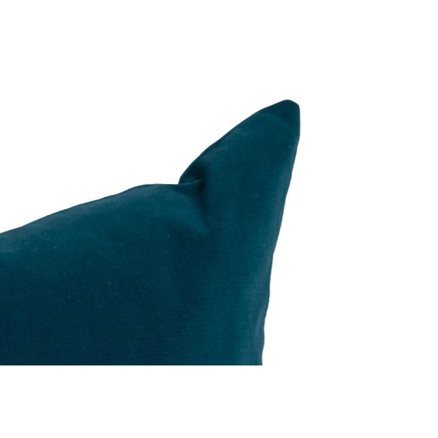 Traditional Designer Teal Velvet Pillow Covers 22x22 - a Pair For Sale - Image 3 of 4
