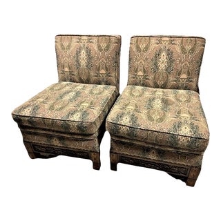 Mid 20th Century Romweber Viking Oak Club Chairs With Arts & Crafts Upholstery - a Pair For Sale