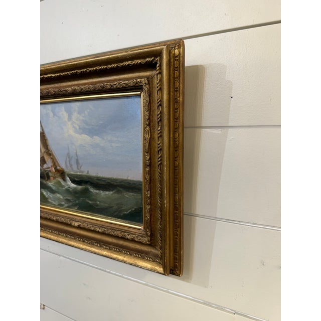 English 19th Century Oil on Canvas Boats For Sale - Image 3 of 7