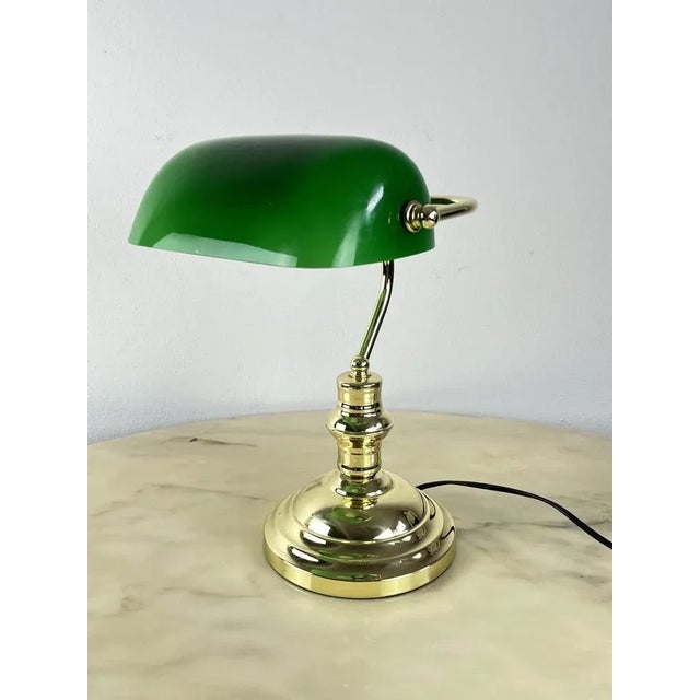 Ministerial Lamp in Golden Metal and Colored Glass, Italy, 1980s For Sale - Image 10 of 10