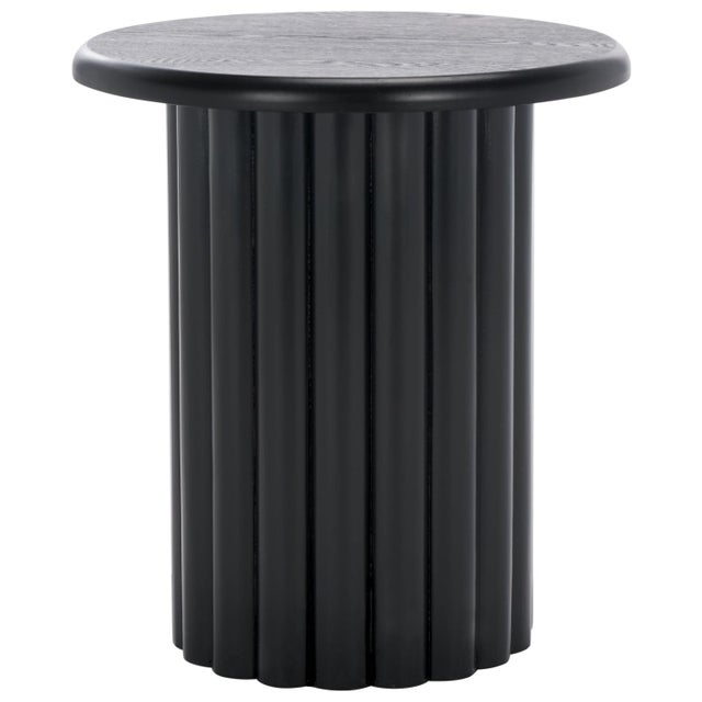 Wood Monka Round End Table in Black For Sale - Image 7 of 7